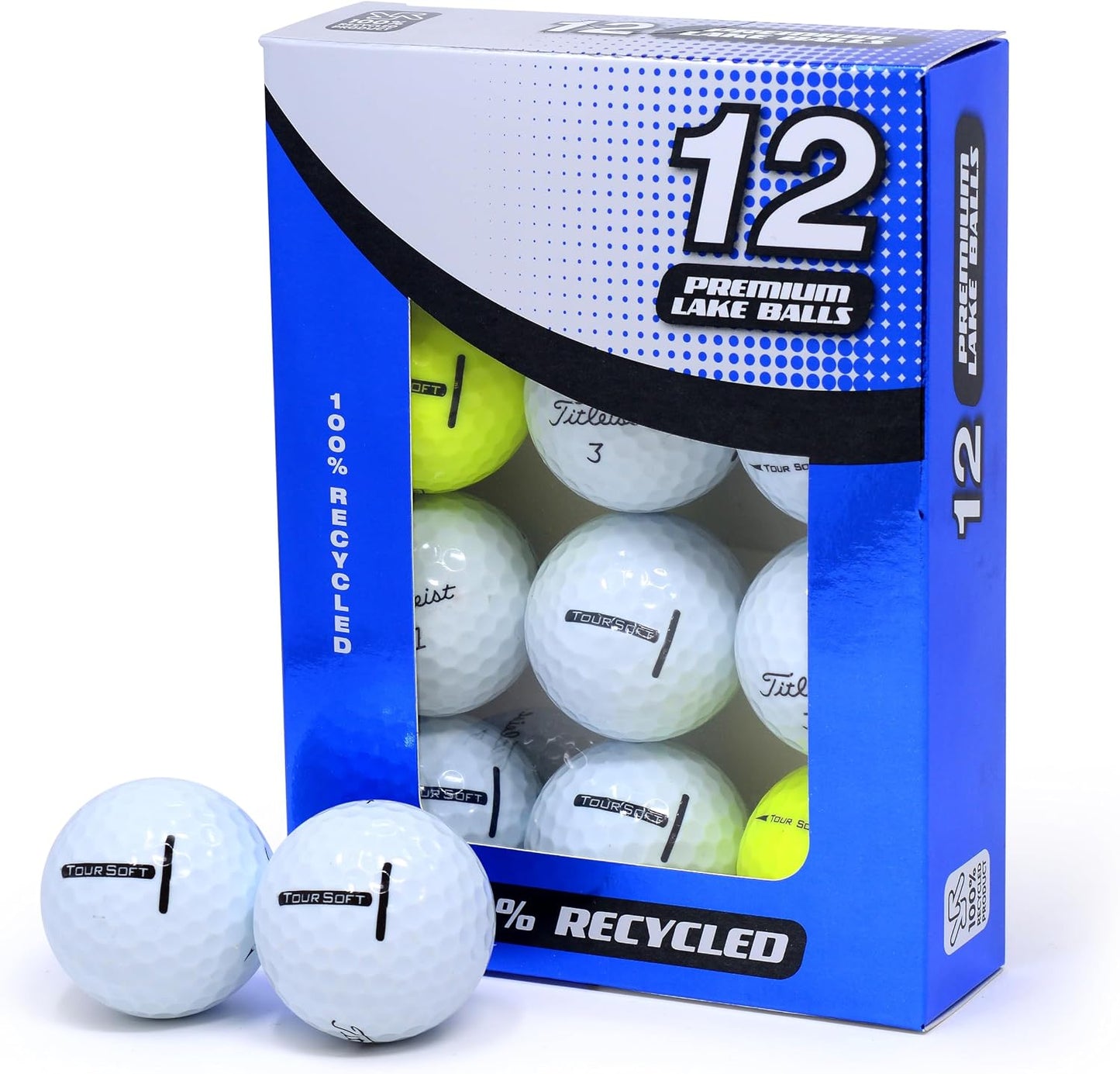 Recycled Lake Golf Balls, Used Golf Balls - 12 Pack Grade a for Titleist Tour Soft Golf Balls