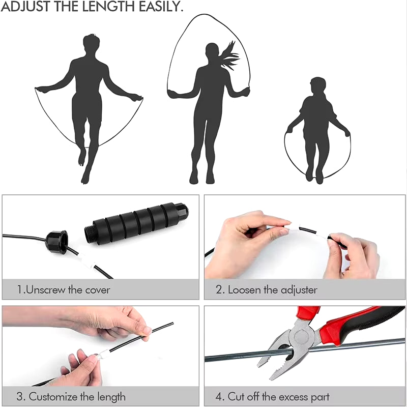 Adjustable Tangle-Free Speed Jump Rope with Ball Bearings and Foam Handles for Home Fitness and Body Slimming Workouts