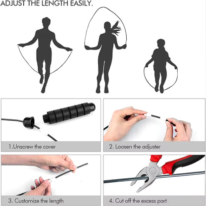 Adjustable Tangle-Free Speed Jump Rope with Ball Bearings and Foam Handles for Home Fitness and Body Slimming Workouts