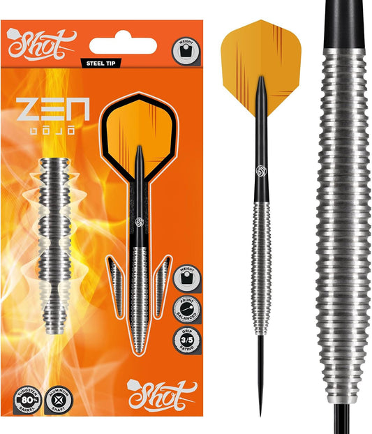 Darts Zen Dojo Steel Tip Dart Set - Front Weighted with 80% Tungsten Barrels
