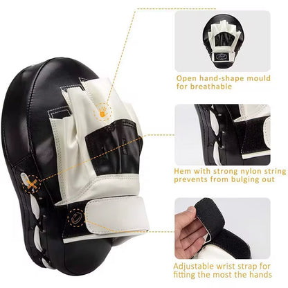 Curved Boxing Bags - 1 or 2 Piece Focus Punching Equipment for Taekwondo, Muay Thai, and Karate Training for Adults and Kids - PU Paws Pads