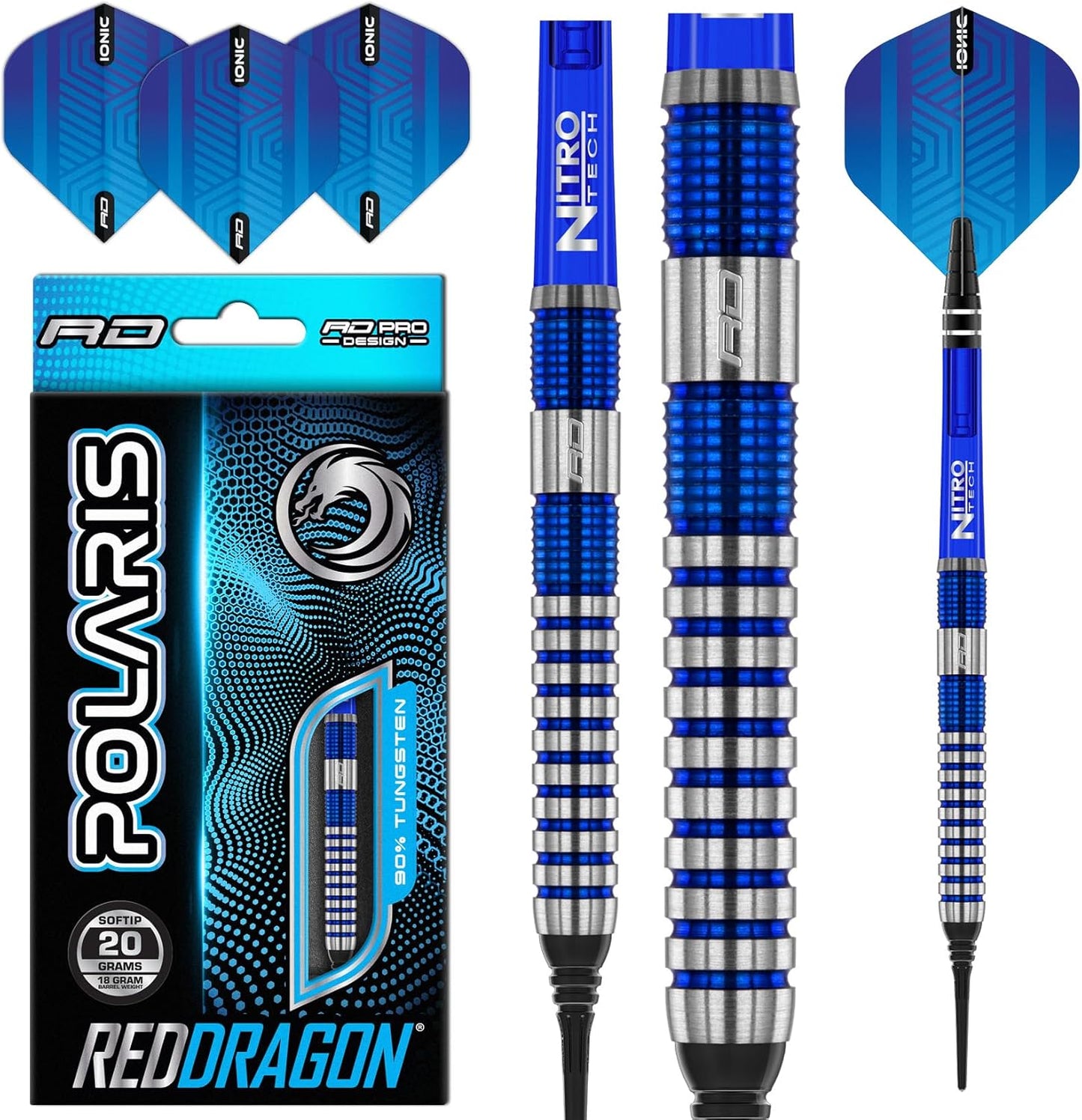Polaris Tungsten Professional Dart Set with Flights and Nitrotech Shafts