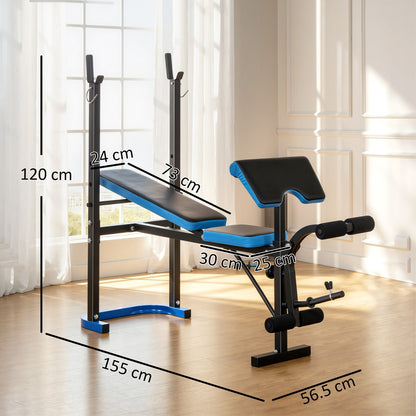 Adjustable Weight Bench with Leg Developer and Barbell Rack for Home Fitness Solutions