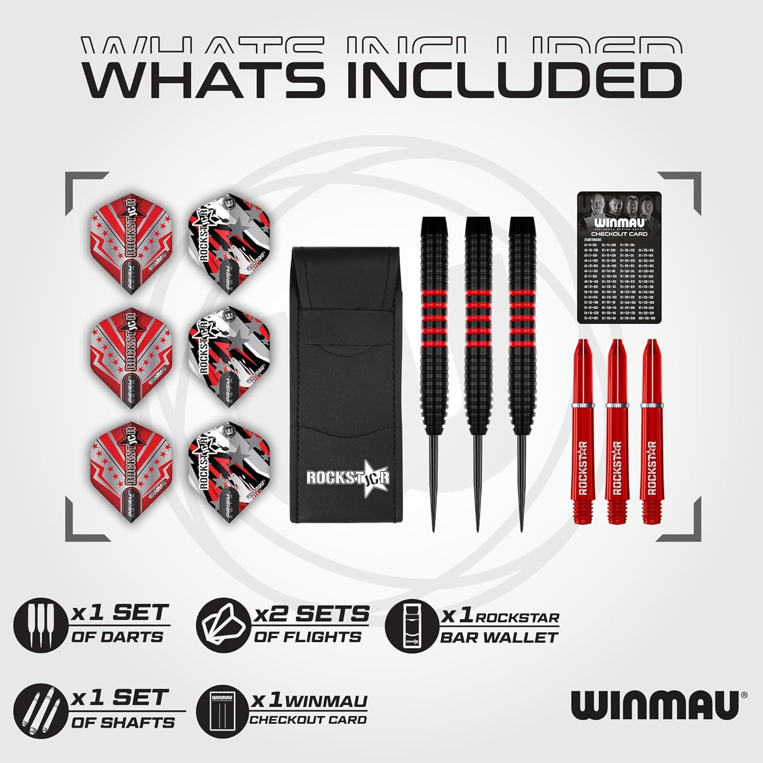 Joe Cullen Rockstar 20G Brass Darts Set with Flights, Shafts, and Checkout Card