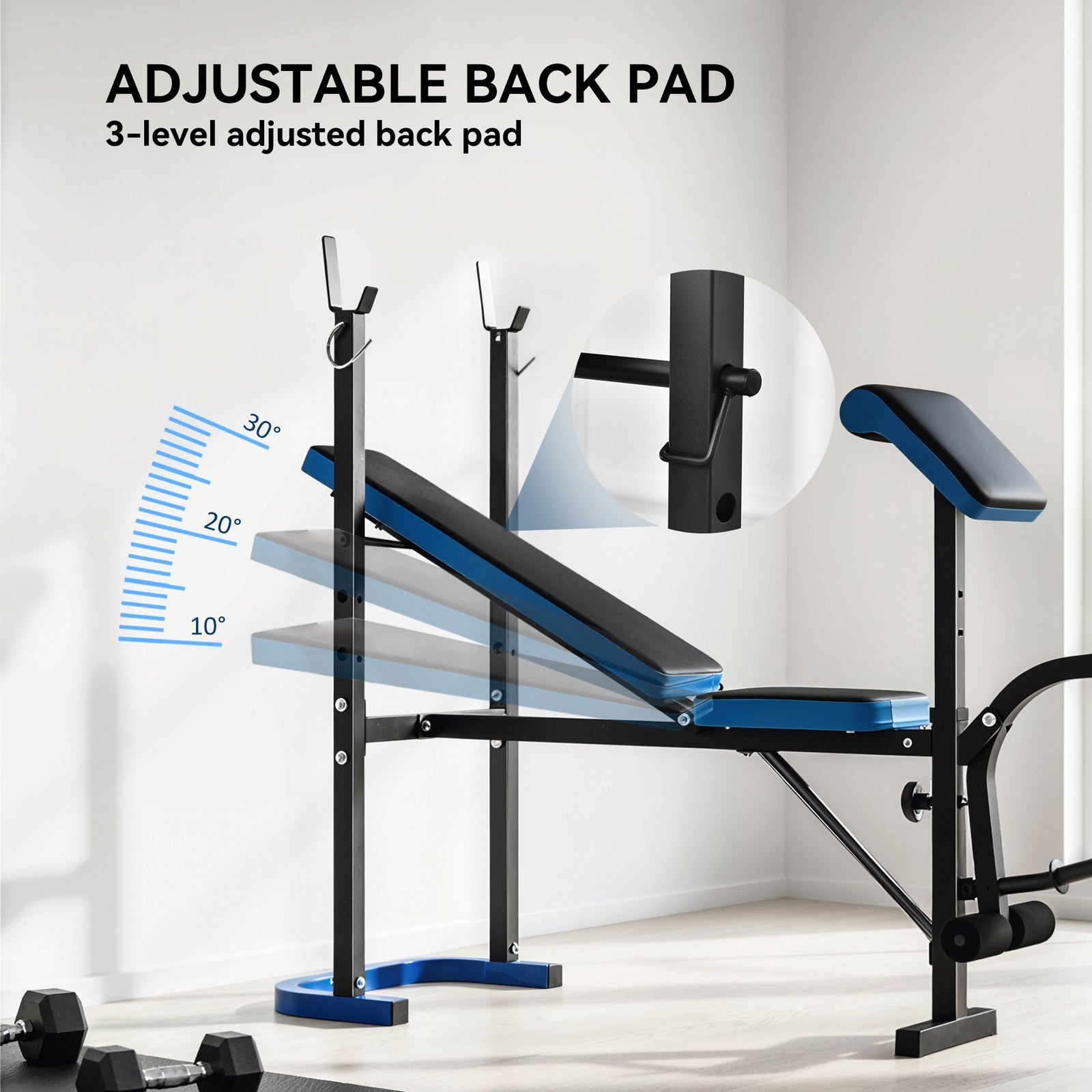 Adjustable Weight Bench with Leg Developer and Barbell Rack for Home Fitness Solutions