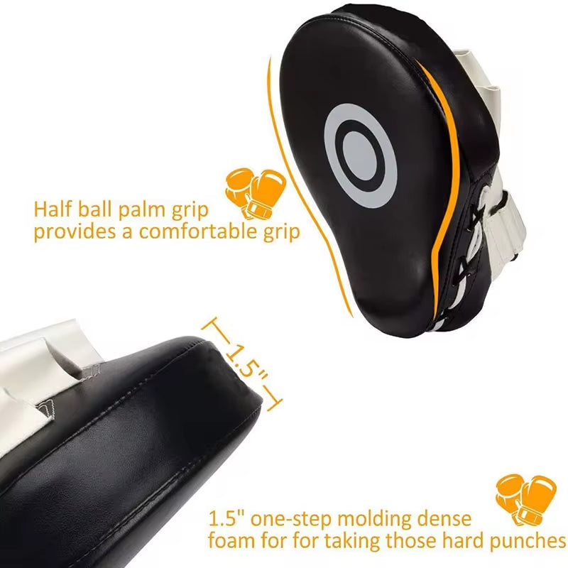 Curved Boxing Bags - 1 or 2 Piece Focus Punching Equipment for Taekwondo, Muay Thai, and Karate Training for Adults and Kids - PU Paws Pads
